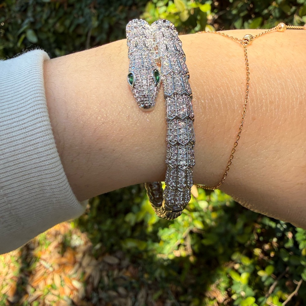 Serpenti Snake Crystal Pavé Bangle Bracelet